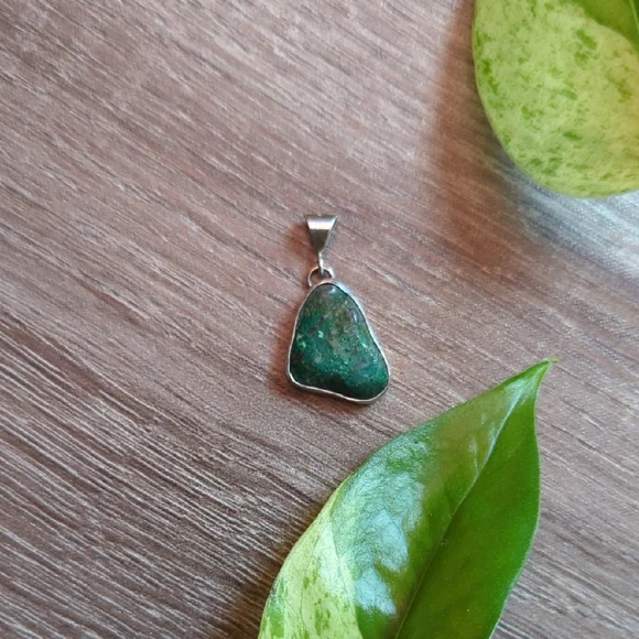 Chrysocolla and Sterling Silver Pendant - Picture 1 of 3